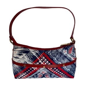 St. John Hobo Canvas Leather Trim Shoulder Bag
